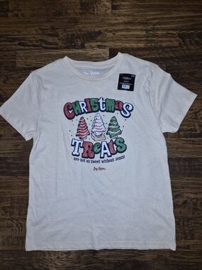 NWT Joy & Grace Kids' Cream "Christmas Treats" Holiday Graphic Tee